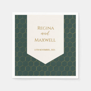 Gold And Green Gold 1920s Vintage Wedding Art Deco Napkins