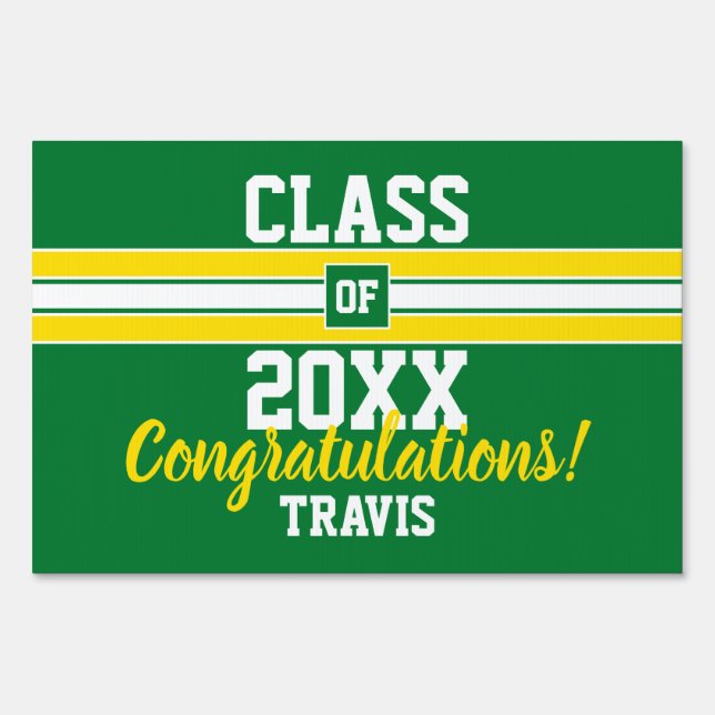 Gold and Green Graduation Congratulations Sign (Front)