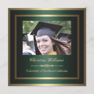 Gold and Green Graduation Invitation