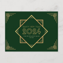 Gold And Green Happy New Year 2024
