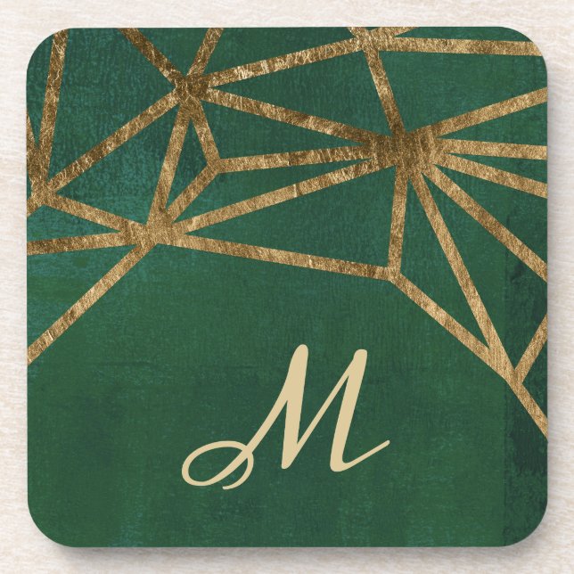 Gold and Green Jungle Web Beverage Coaster (Front)