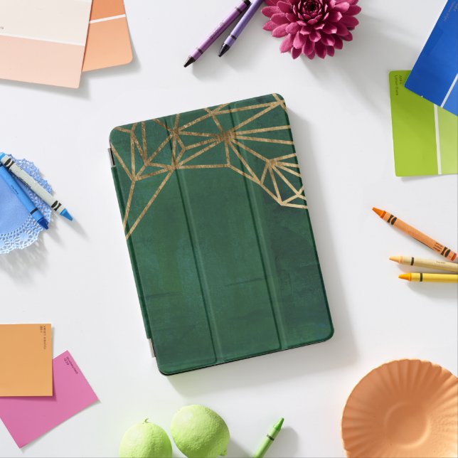 Gold and Green Jungle Web iPad Pro Cover (Desk)