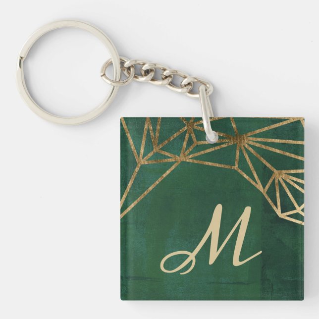 Gold and Green Jungle Web Keychain (Front)