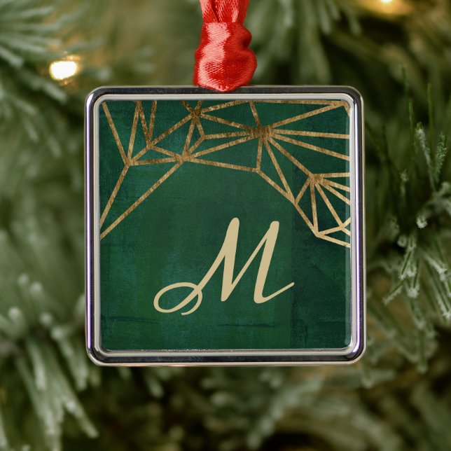 Gold and Green Jungle Web Metal Ornament (Tree)
