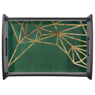 Gold and Green Jungle Web Serving Tray