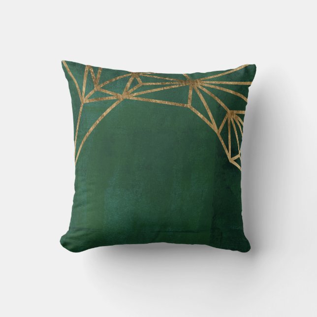Gold and Green Jungle Web Throw Pillow (Front)
