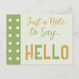 Gold and green just a note to say hello postcard