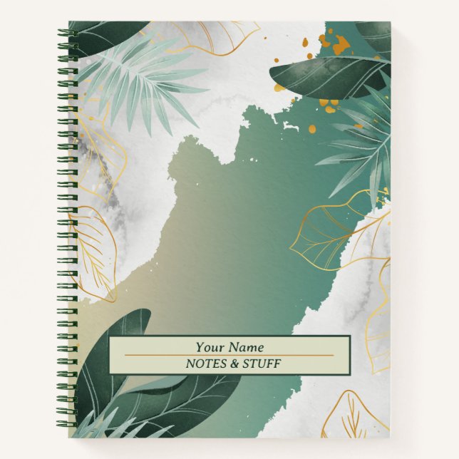 Gold And Green Leaves Notebook (Front)