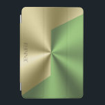 Gold and green metallic look background iPad mini cover<br><div class="desc">Gold and green geometric background,  metallic look with a customizable background.</div>