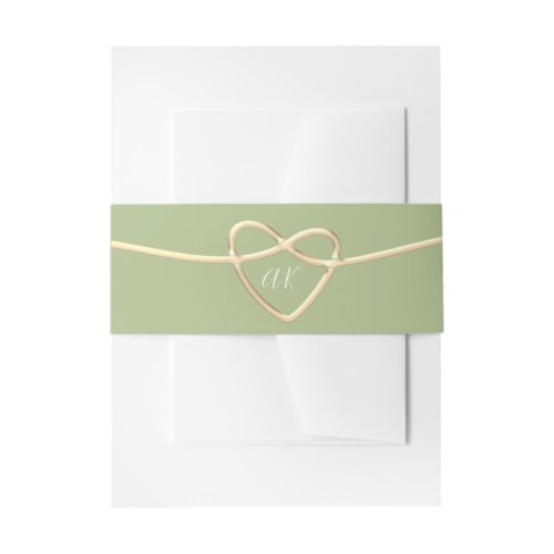 Gold and Green Monogram Wedding Invitation Belly Band