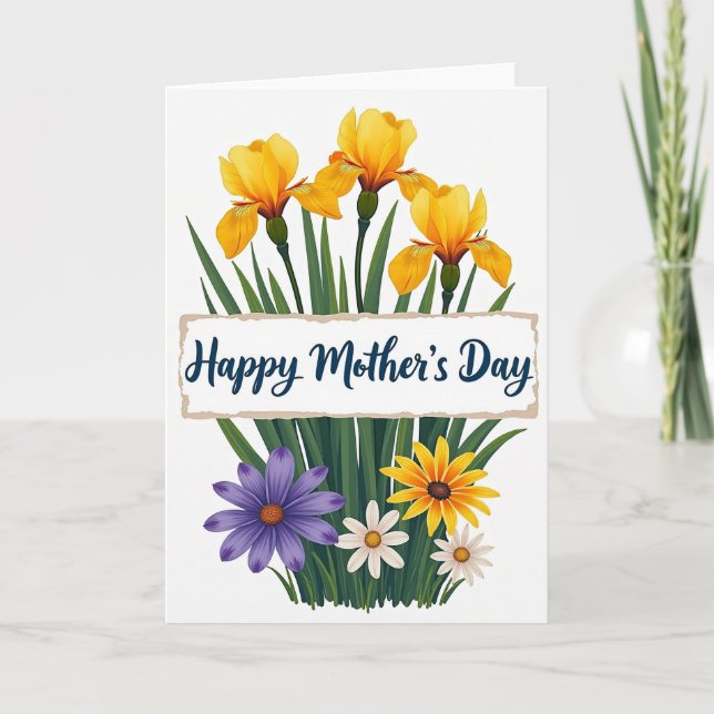 Gold And Green Mothers Day Card (Front)