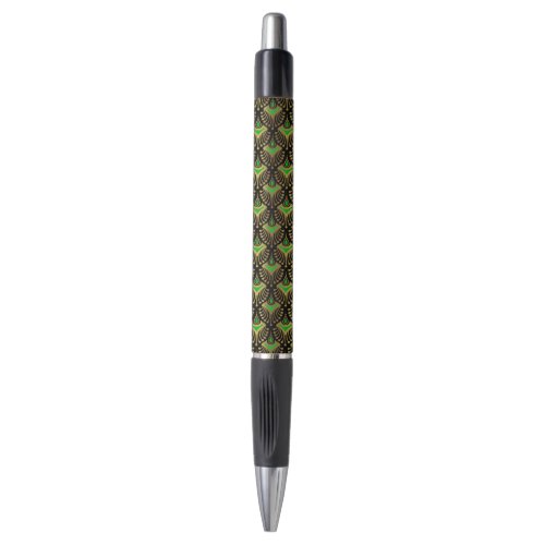 Gold and Green on Black Art Deco Pattern Pen