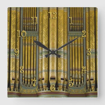 Gold And Green Organ Pipes Clock by organs at Zazzle