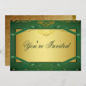 Gold and Green Party Invitation (Front/Back)