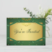 Gold and Green Party Invitation (Standing Front)