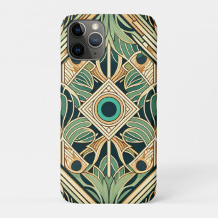 Gold and green peacock abstract feathers texture iPhone 11 pro case