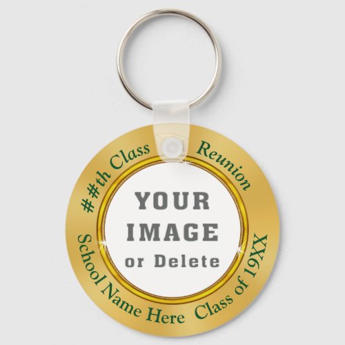 Gold and Green Personalized Class Reunion Favors Keychain