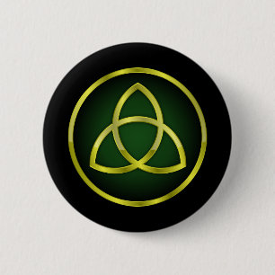 gold and green triquetra button