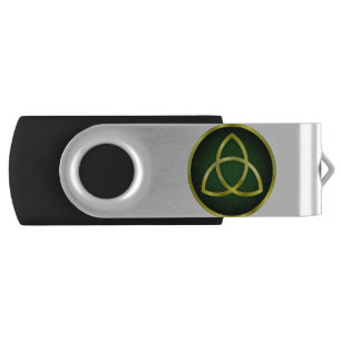 gold and green triquetra flash drive