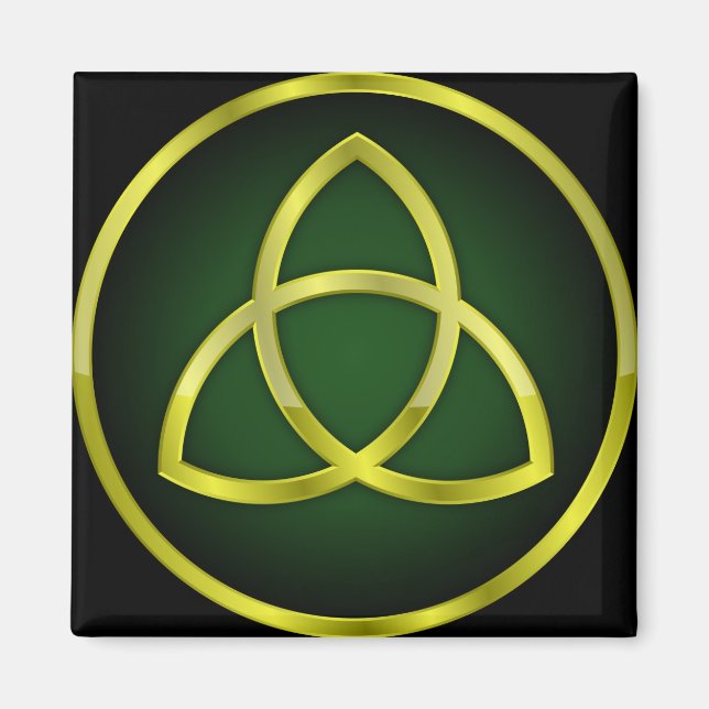 gold and green triquetra magnet (Front)