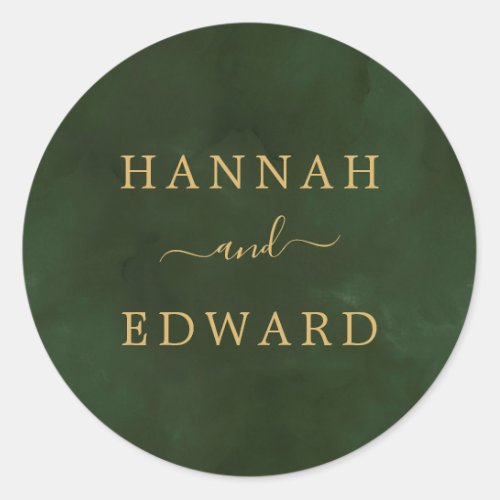 Gold and Green Watercolor Classic Round Sticker