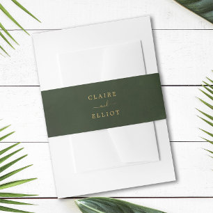 Gold and Green Watercolor Wedding Invitation Belly Band