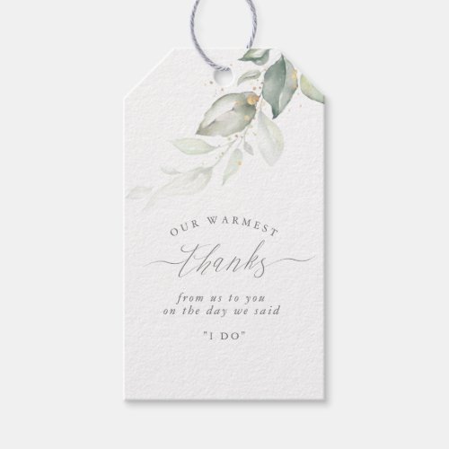 Gold and Greenery Wedding Thank You Gift Tags