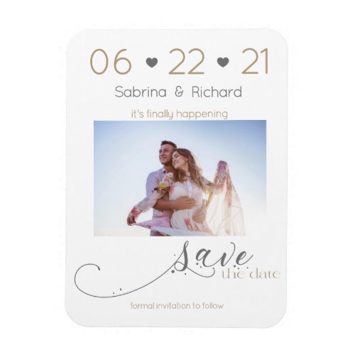 Gold and Grey  One Photo Minimalist  Save the Date Magnet