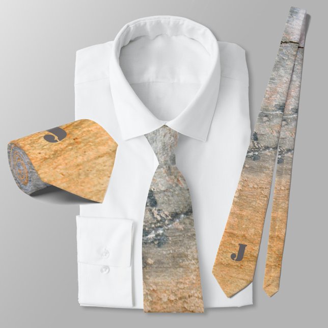 Gold and Grey Rust Stained Urban Grunge Stylish Neck Tie (Creator Uploaded)