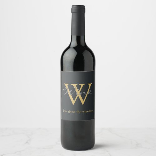 Gold and grey text wine label