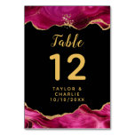 Gold and Hot Pink Agate Wedding Table Number