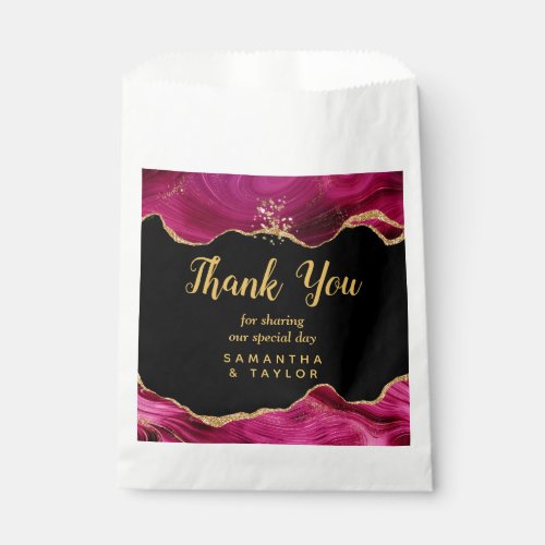 Gold and Hot Pink Agate Wedding Thank You Favor Bag