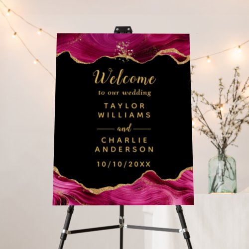 Gold and Hot Pink Agate Welcome Foam Board