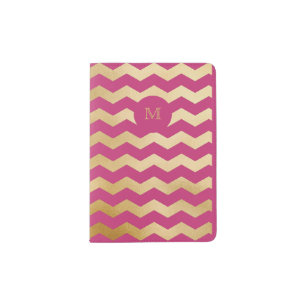 Gold and hot pink chevron Passport Holder