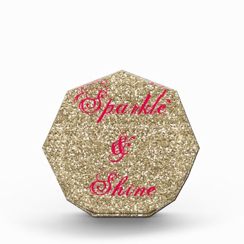 Gold and Hot Pink Glitter Sparkle and Shine Acrylic Award