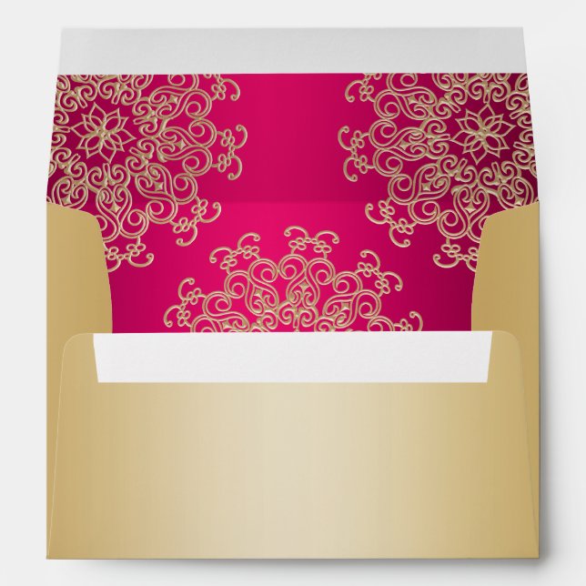 Gold and Hot Pink Indian Style Envelope (Back (Bottom))