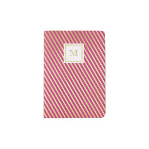 Gold and hot pink striped Passport Holder