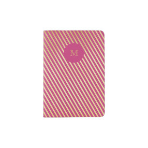Gold and hot pink striped Passport Holder