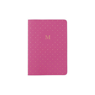 Gold and hot pink Tiny Polka Dot Passport Holder