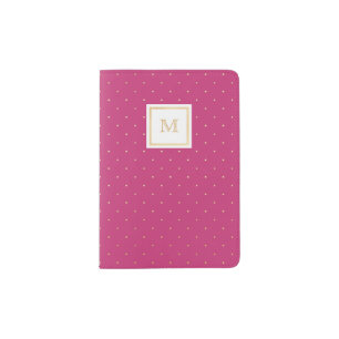 Gold and hot pink Tiny Polka Dot Passport Holder