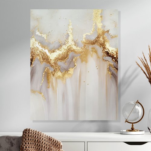 Gold And Ivory Abstract Metallic Wall Art Acrylic Photo Tile