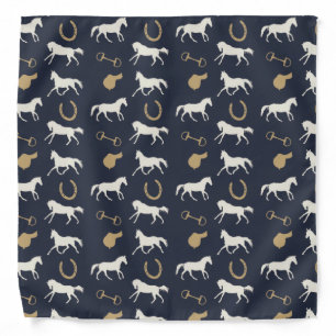 Gold and Ivory English Horses Pattern Bandana