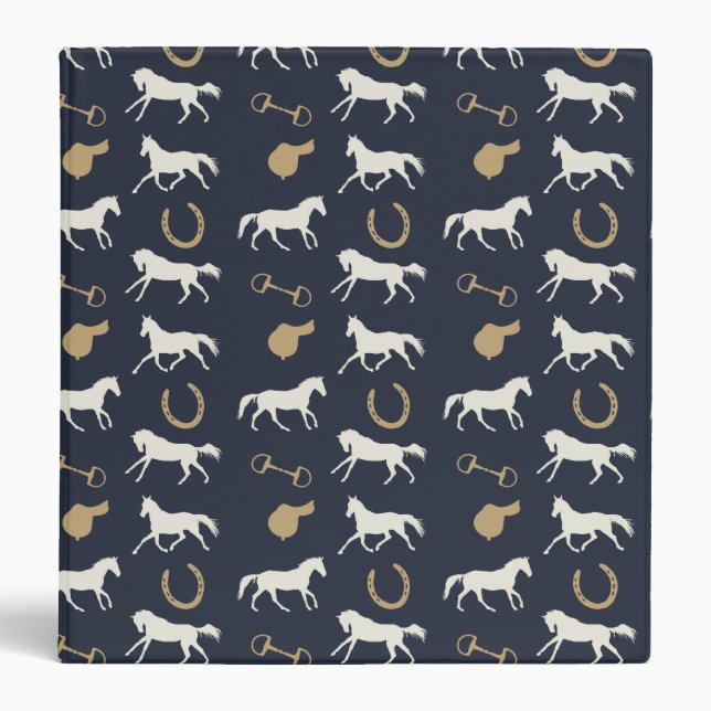 Gold and Ivory English Horses Pattern Binder (Front)