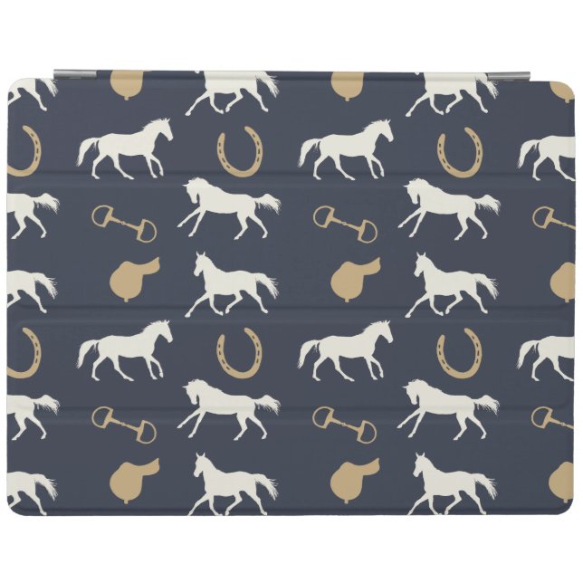 Gold and Ivory English Horses Pattern iPad Smart Cover (Horizontal)
