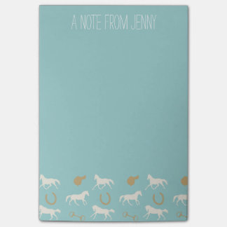 Gold and Ivory English Horses Pattern Post-it Notes