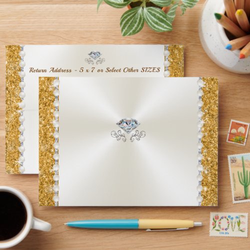 Gold and Ivory Envelopes 5x7 or other SIZES