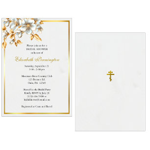 Gold and Ivory Orthodox Christian Bridal Shower Invitation