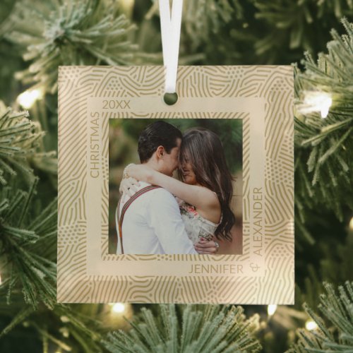 Gold and Ivory Photo Glass Ornament