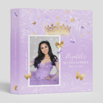 Gold and Light Purple Rose Photo Album Guestbook 3 Ring Binder