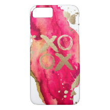 Gold and Magenta XOXO Iphone case